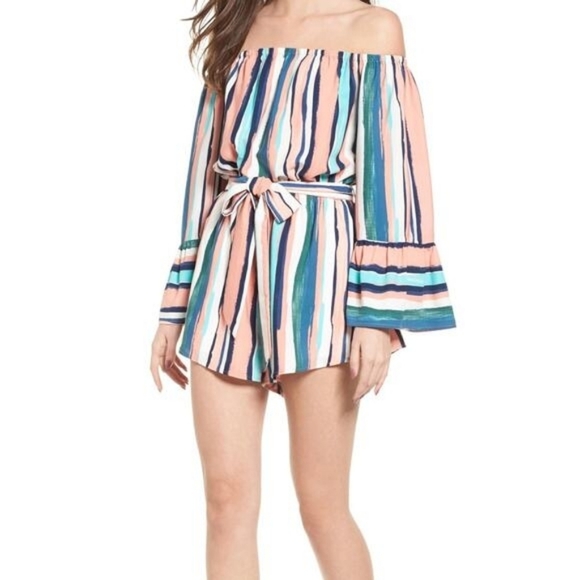 💘 Lost + Wander Santorini Off the Shoulder Romper S - Picture 2 of 9